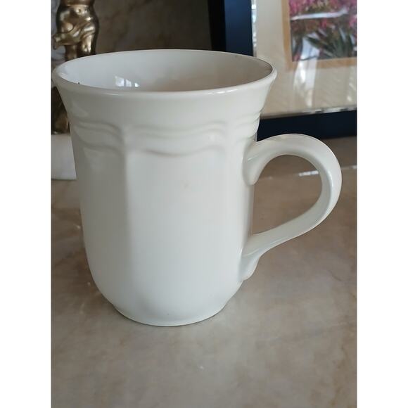 5 Mikasa Tall Coffee Cups French Countryside F9000 Ivory White Mugs Cottage Hot - Picture 5 of 13